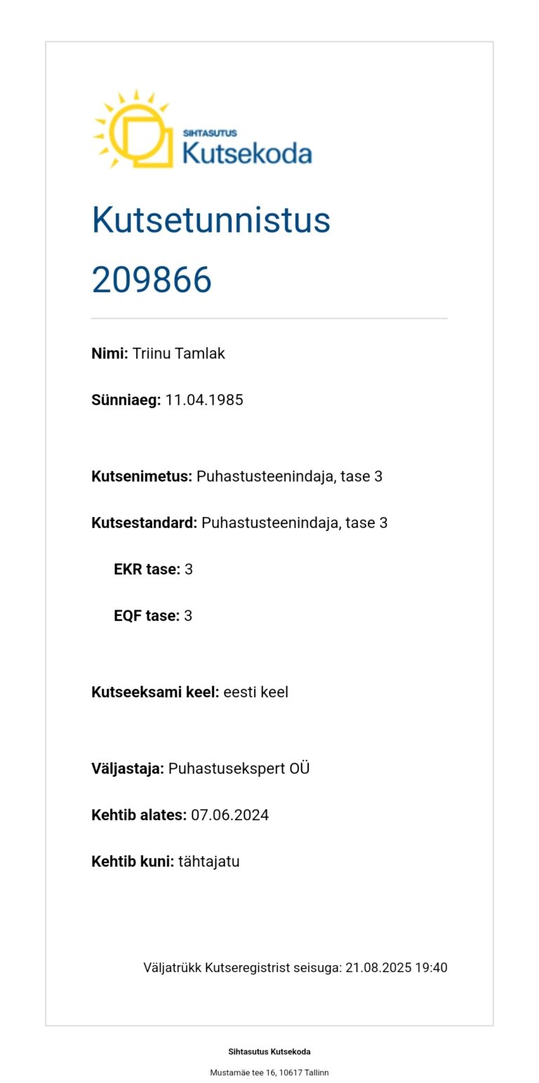 kutsetunnistus 209866